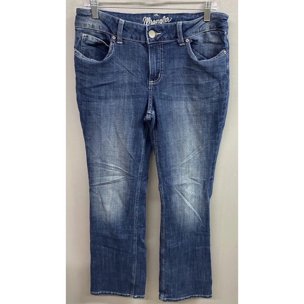 Wrangler Essential Bootcut Jeans Womens 11x32 Blue Medium Wash Denim Cotton